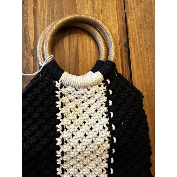 Laude The Label X Curateur Gabby Macrame Bag Handbag Off-White/Black Stripe NWT - Picture 6 of 10